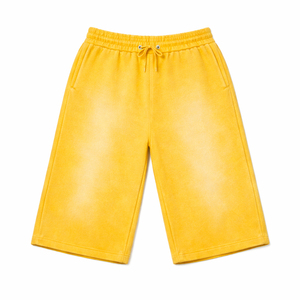 Shorts Bermuda décontractés pour hommes, couleur unie, tricotés, mi-longs, avec cordon de serrage à la taille et poches latérales, couleur violette - Product Image 5