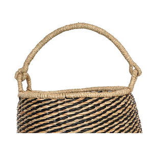 Panier décoratif artisanal en jonc de mer gris Organisateur élégant - Product Image 3