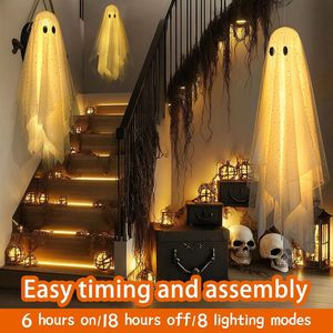 Decoraciones de Halloween, 3 Piezas de Fantasmas Colgantes con Luz, Adornos de Halloween para Interiores/Exteriores, Decoración para Árboles de Jardín - Product Image 1