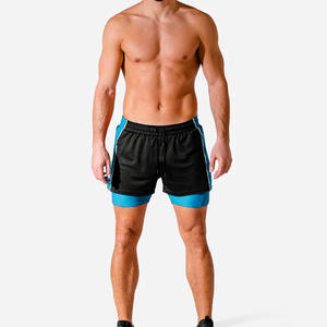 กางเกงขาสั้นกีฬาผู้ชาย โพลีเอสเตอร์ สำหรับวิ่ง ออกกำลังกาย ยืดหยุ่น แห้งเร็ว สไตล์อเมริกัน สองชั้น บาสเก็ตบอล OEM ฟิตเนส ลำลอง ความยาวปานกลาง - Product Image 2
