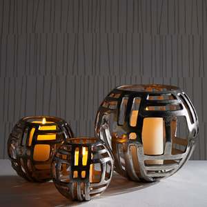 Geometric Silver Metal <b>Hurricane</b> Candle Holder Decorative <b>Lantern</b> for Wedding Centerpiece - Product Image 2
