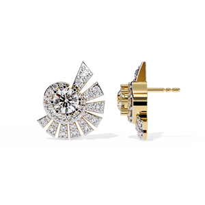 Pendientes de Diamantes Cultivados en Laboratorio, Corte Brillante Redondo, Certificados por IGI, Diseño Halo Sunburst para Mujer - Product Image 3