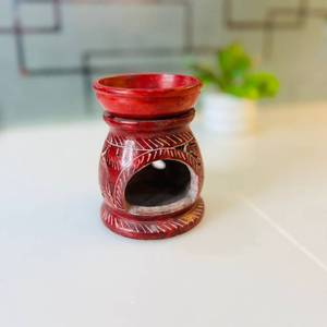 เตาเผาเครื่องหอมหินอ่อนทำมือ สีแดง พร้อมลวดลายแกะสลัก ใช้สำหรับกระจายกลิ่นหอม ตกแต่งบ้าน ใช้ได้ทุกฤดู - Product Image 1