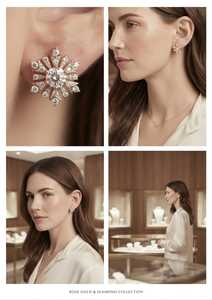 Boucles d'oreilles tendance en or rose avec fleurs et diamants de laboratoire, en or massif 9 carats plaqué rhodium pour femme, idéales pour les fêtes, les mariages et le quotidien, qualité VS1 - Product Image 4