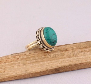 Natural Turquoise <b>Ring</b> 925 Sterling Silver Vintage Style Genuine Blue Gemstone <b>Ring</b> for Women Handcrafted <b>Boho</b> Ethnic Jewelry - Product Image 3