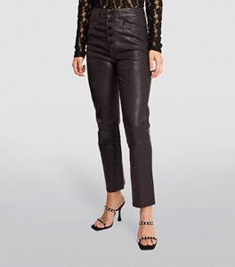 Pantalones de Pierna Recta de Satén Azul Brillante para Mujer, Cintura Media, Corte Regular, Largos, Antiarrugas, Casuales, para Verano - Product Image 3