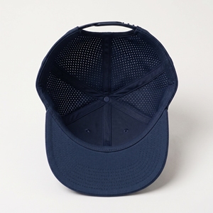 Breathable Perforated Laser Cut Baseball Cap Adjustable Curved Brim 5 Panel Sports Hat Custom Logo With <b>Rope</b> Navy Polyester Hat - Product Image 5