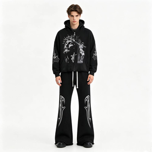 Conjunto Deportivo con Estampado Gótico, Sudadera con Capucha Unisex, Manga Larga, Corte Holgado, con Cordón Ajustable, Ropa de Invierno para Adultos - Product Image 5