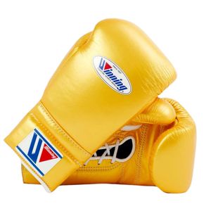 Gants de boxe pour adultes de compétition et d'entraînement 14oz 16oz Dorés Personnalisables à lacets ou à sangles Respirants en cuir à doigts complets - Product Image 3