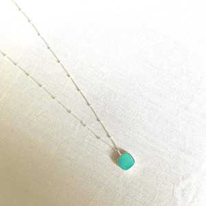 Turquoise Square Pendant Sterling Silver Adjustable <b>Chain</b> Blue Stone Children's Rhodium Plated Handmade Necklace Jewelry - Product Image 6