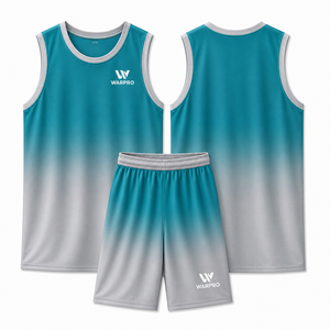Conjunto Deportivo WARPRO Unisex de Camiseta sin Mangas y Pantalones Cortos con Degradado, Poliéster que Absorbe la Humedad, para Todas las Temporadas - Product Image 1