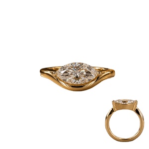 14K Gold Classic Marquise Cut Fancy Color Lab Grown <b>Diamond</b> Plated IGI Certified VS1 Women's Engagement <b>Ring</b> Elvoragems - Product Image 3