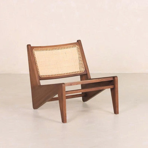 Fauteuil lounge en teck et rotin naturel de style mid-century modern, écologique, taille et finition personnalisées pour salon - Product Image 3