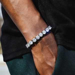 Pulsera de Cadena de Tenis de Plata 925 Bañada en Oro con Moissanita VVS, Popular y de Moda, para Hombre y Mujer, Joyería Fina de Hip Hop, Regalo para Fiesta - Product Image 3