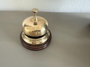 <b>Brass</b> Hotel Reception <b>Bell</b> with Wooden Base Classic Push Button Service <b>Bell</b> Countertop Desk <b>Bell</b> for Restaurant Office Home - Product Image 3