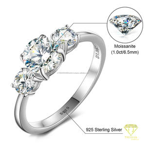 Three Stone Moissanite Engagement <b>Ring</b> 925 Sterling <b>Silver</b> Round Cut <b>Solitaire</b> Bridal Wedding Jewelry Custom <b>Ring</b> for Women - Product Image 5