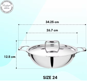 Olla Triply Kadhai de 24 cm, Acero Inoxidable de Grado 304, Tecnología SAS, Antiadherente, Utensilios de Cocina Duraderos para Uso Diario - Product Image 3