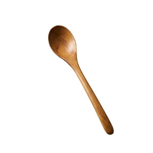 Wholesale Eco-Friendly Wooden Soup Spoon Long Handle Teak Wood Cooking Spoon <b>Reusable</b> Natural Kitchenware <b>Cutlery</b> <b>Set</b> - Product Image 2