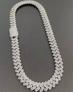 Chaîne cubaine Hip Hop pour homme en or blanc 14K, maillons infinis, diamants de laboratoire VVS certifiés IGI, plaqué rhodium, taille brillant, luxe - Product Image 1