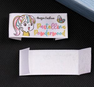 Étiquettes tissées personnalisées de haute qualité, étiquettes de vêtements, étiquettes en satin damassé avec logo, étiquettes de marque de vêtements OEM, fournisseur en gros - Product Image 4
