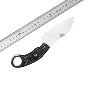 Couteau de chasse et d'abattage à lame fixe en acier Damas, fait main, avec manche en bois Paka et anneau de maintien, étui en cuir, pour le camping en extérieur - Product Image 6