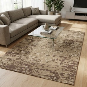 Alfombra decorativa hecha a mano de lana con pelo suave y diseño contemporáneo para espacios residenciales y de hostelería. - Product Image 1