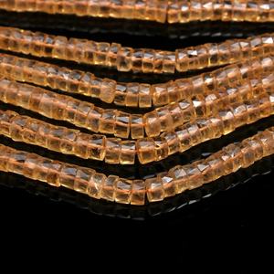 100% perles en forme de pneu et de roue Heishi à facettes en citrine naturelle pour la fabrication de bijoux arrivée de pierre naturelle - Product Image 1