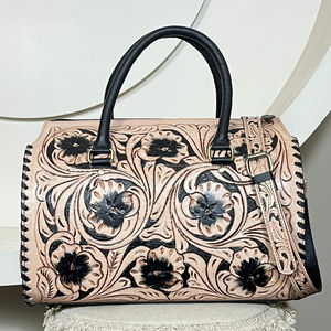 Bolso de Hombro de Cuero Repujado a Mano con Diseño Floral, Estilo Vintage y Elegante, Ideal para Fin de Semana, Novedad de Septiembre - Product Image 5