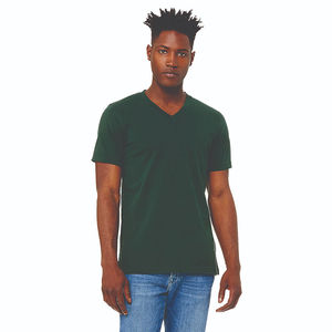 เสื้อยืดคอวีสีเขียวป่า รุ่น Forest Green Essential สำหรับทุกเพศ - ผ้าฝ้าย Airlume 100%, น้ำหนัก 4.2 ออนซ์, 32 เส้นด้ายเดี่ยว - Product Image 1