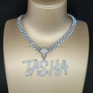 จี้เพชรโมอิสซาไนต์สุดหรูรูปตัวอักษร "TASHA" พร้อมสร้อยคิวบันแบบเต็มเม็ดประดับเพชร สไตล์ฮิปฮอป - Product Image 5