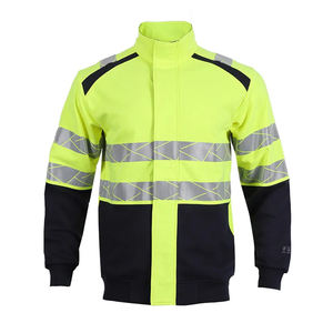 Ensemble de vêtements de travail réfléchissants pour l'extérieur, prix OEM, vente en gros, vêtements de sécurité coupe-vent fluorescents pour le travail nocturne en polyester - Product Image 4