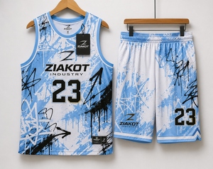 Venta al por Mayor Directa de la Industria Ziakot, Jersey de Baloncesto Retro Personalizado en Gris, Azul Claro y Blanco - Product Image 4