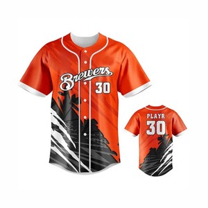 Camiseta de Béisbol Sublimada Transpirable con Diseño Estético, Estampado Gráfico Personalizado, Cierre de Botones, Estilo Casual para Europa - Product Image 4