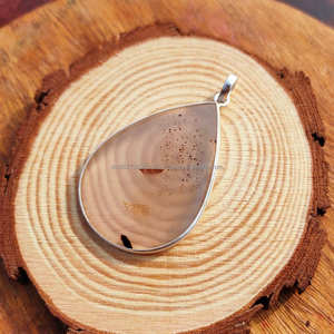 Handmade <b>Solid</b> 925 Sterling Silver, Natural Gemstone, Rare Montana Agate <b>Pendant</b>, Pear Shape <b>Pendant</b>, Gift For Wedding - Product Image 4