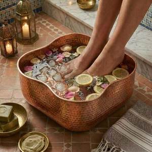 Cuenco de Pedicura Artístico de Cobre, Lujoso y Hecho a Mano, para el Cuidado de los Pies, Tratamiento de Spa Premium, Colección de Equipos Decorativos - Product Image 1
