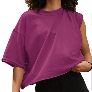 Camiseta Corta Oversize de Alta Calidad para Mujer, Estampado Digital Informal, 100% Algodón, Sin Tejer, Decoraciones OEM, Apliques - Product Image 1