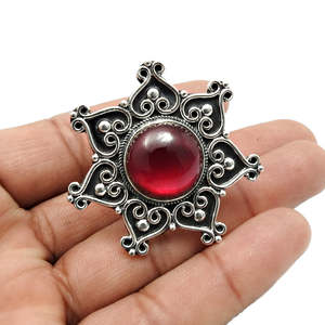 Anillo de Plata de Ley 925 con Gema de Cristal de Corte Redondo, Hermoso Diseño Floral, Estilo Boho, para Bodas y Fiestas, Precio al por Mayor - Product Image 2