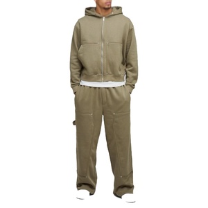 New Design Street Wear 2 Pieces Set Customize Cotton French Terry Sweatsuit Mens <b>Oversize</b> Drawstring Hoodie <b>Jogger</b> Solid - Product Image 6