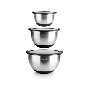 Set di 3 ciotole da cucina in acciaio inox Lacor con coperchi per uso in cucina - Product Image 1