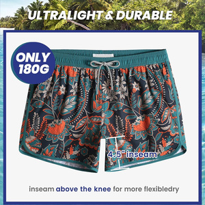 Shorts de Playa para Hombre con Estampado Floral, Secado Rápido, Protección UV, Transpirables, Cintura con Cordón Ajustable, Deportivos, Color Verde Azulado y Naranja - Product Image 6