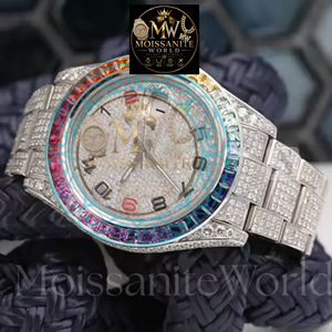 Factory Directly Sell Six Colors Luxury <b>Bling</b> Hip Hop Iced Out Alloy with Colorful Rainbow Glass Calendar <b>Ladies</b> Quartz <b>Watch</b> - Product Image 2
