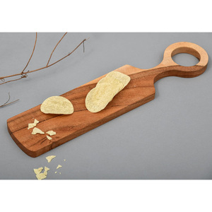 Usine vente plateau en bois d'acacia avec poignée plateau de service en bois naturel personnalisé alimentaire assiette à café décor au bas en gros - Product Image 3