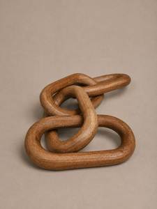 Escultura de Cadena de Eslabones de Madera Hecha a Mano de Diseño Clásico, Adorno de Mesa Ovalado Geométrico Abstracto, Decoración de Arte Moderno - Product Image 1