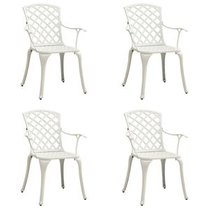 Set di 4 Sedie da Giardino in Alluminio Pressofuso Bianco, Design Durevole e Standard - Product Image 1