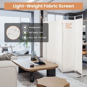 Divisorio per Stanza con Base di Supporto in Acciaio a 6 Pannelli e Struttura Resistente, 6 Piedi - Product Image 6