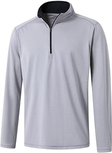 Sudadera de golf personalizada para hombre con cremallera de un cuarto, cuello simulado y rayas de alto rendimiento - Product Image 2