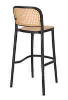 Tabouret de bar moderne en teck massif fait main avec assise en rotin tressé, résistant à l'eau, durable, écologique, pour l'extérieur, la maison, le bar, le salon