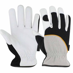 Gants de travail robustes et durables en cuir de chèvre, pointes des doigts antidérapantes, poignets élastiques, doublure polaire, usage général, sécurité - Product Image 2