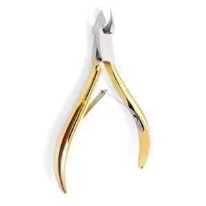 El mejor proveedor Pissco para pinzas para cutículas de uñas de 5 pulgadas con cuchillas afiladas, pinzas para uñas de manicura de un solo resorte chapadas en oro - Product Image 2