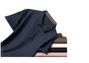 Polo homme d'été décontracté à manches courtes, fin et respirant, avec logo personnalisé brodé ou imprimé, col à revers uni, idéal pour le business. - Product Image 4